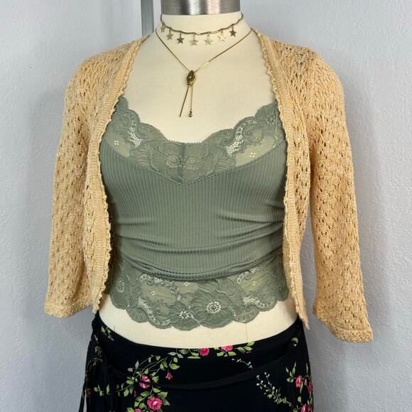 vi Sweaters - Vintage Hand-Crochet Cardigan Sweater Cream Size Large